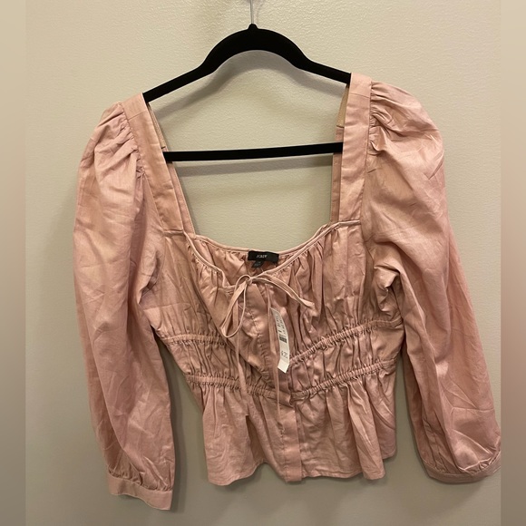 J.CREW CINCHED-WAIST TOP IN HERRINGBONE COTTON - Picture 5 of 7